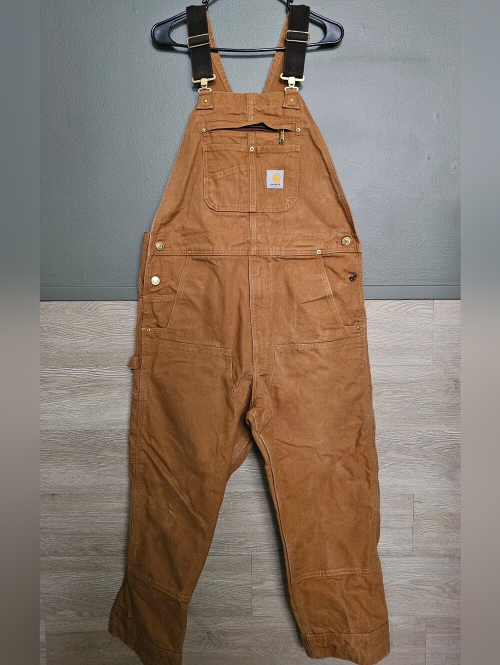Carhartt Brown Tan Duck Canvas Relaxed Fit Overalls